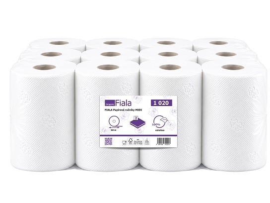 Papírové ručníky v roli MIDI 2v. celulóza 50m FIALA