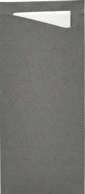 Tissue Sacchetto 8,5x19cm TM šedá /bílý ubrousek 100ks - Duni Ubrousky, kapsy na příbory Kapsy na příbory