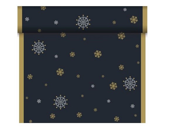 Téte-a-Téte 0.4x24m Snowflake neck Black Téte-a-Téte 0.4x24m Snowflake neck Black - Duni Ubrusy, šerpy, prostírky Šerpy