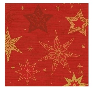 Ubrousek 33x33 3V Star Stories Red 50ks Ubrousek 33x33 3V Star Stories Red 50ks - Duni Ubrousky, kapsy na příbory 3 vrstvé ubrousky