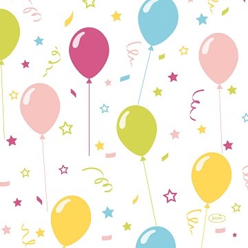 Ubrousek 33x33 3Vr Balloon Fun 20ks - Duni Ubrousky, kapsy na příbory 3 vrstvé ubrousky