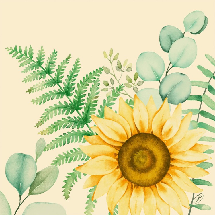 Ubrousek 40x40 Dsoft Sunflower dreams 60ks - Duni Ubrousky, kapsy na příbory Airlaid 40x40