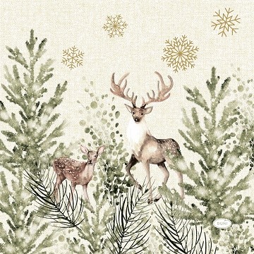 Ubrousek 33x33 3Vr Elegant Deer 20ks Ubrousek 33x33 3Vr Elegant Deer 20ks - Duni Ubrousky, kapsy na příbory 3 vrstvé ubrousky