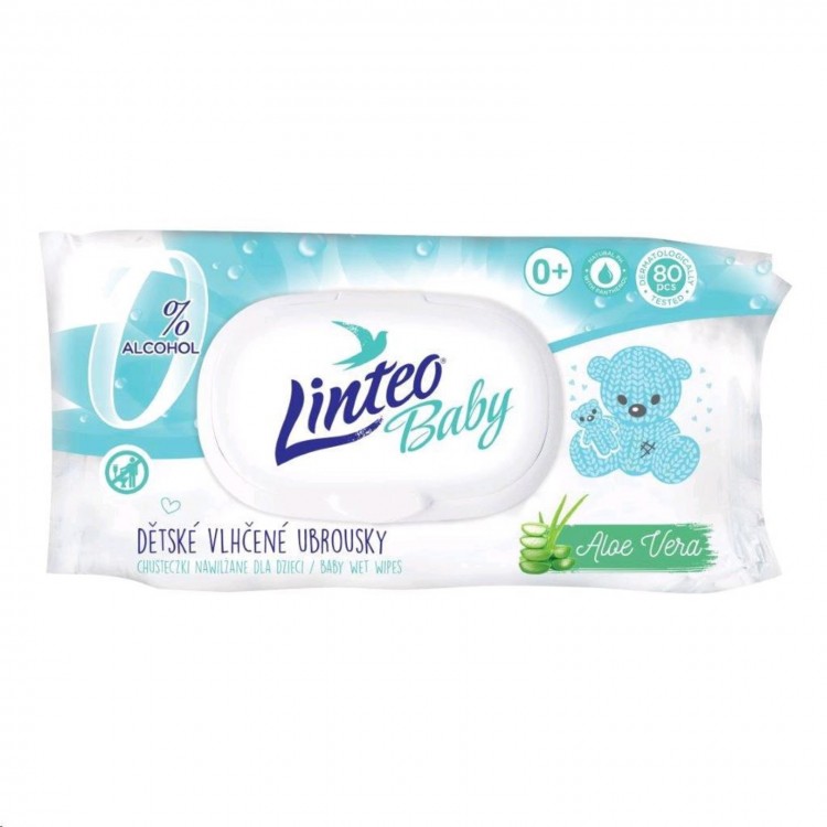 Linteo Vlhčené ubrousky+klip 80ks 25759
